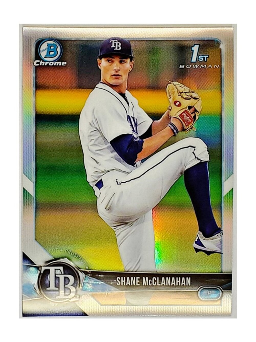 SHANE MCCLANAHAN ROOKIE REFRACTOR "1ST BOWMAN" 2018 BOWMAN CHROME #BDC9, RAYS